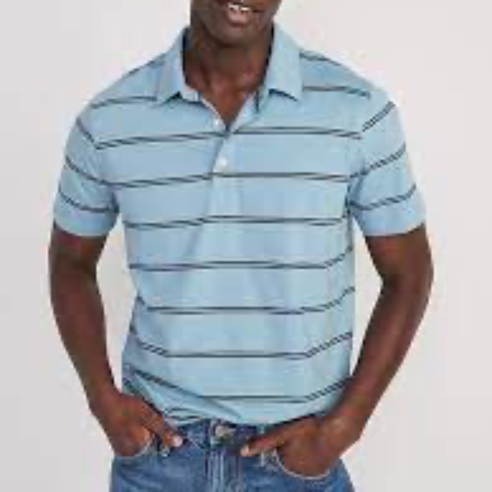 NEW Classic OLD NAVY  Fit Striped Jersey Polo for Men BLUE STRIPE S Small